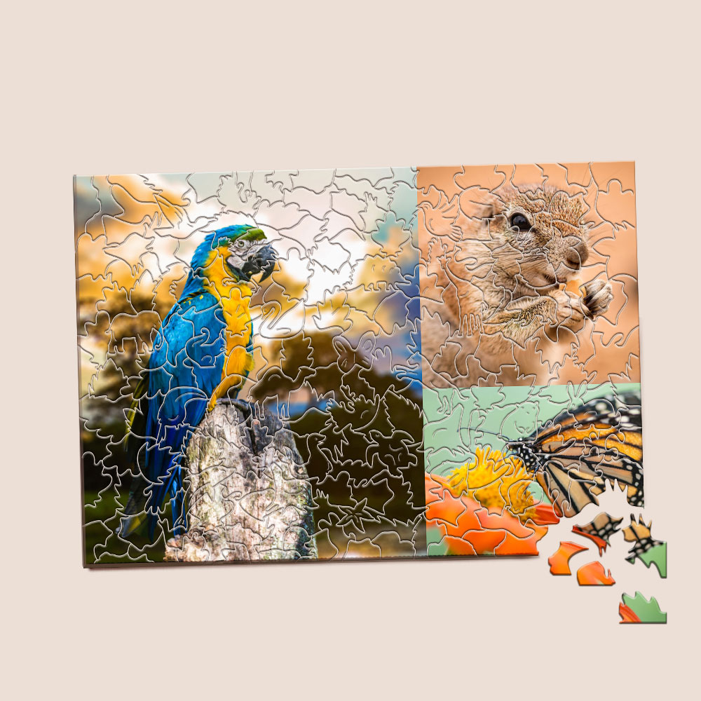 Personalized Puzzle Animal Wood Puzzle Custom Jigsaw Puzzle with 1-4 Photos-babyanimal