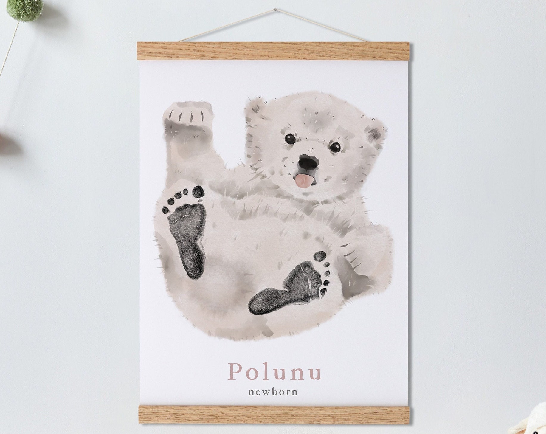 Baby Gift Personalized, Footprint Set, Mural Baby & Children's Room Animals, Polar Bear???