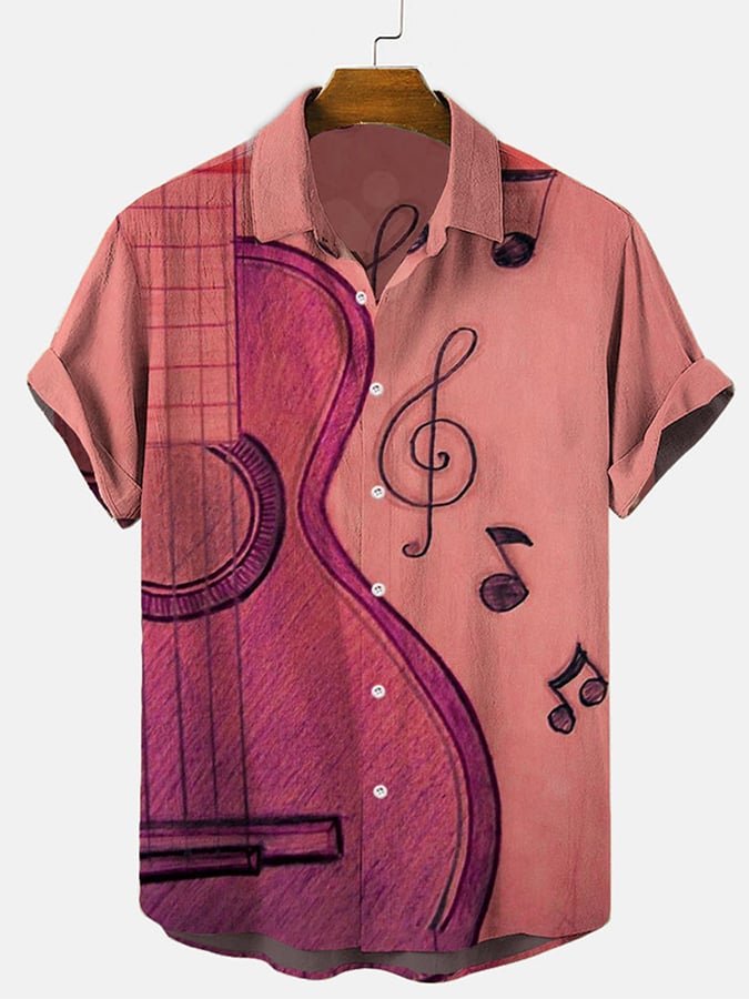 Music Elements Fashion Print Beach Short-sleeved Top