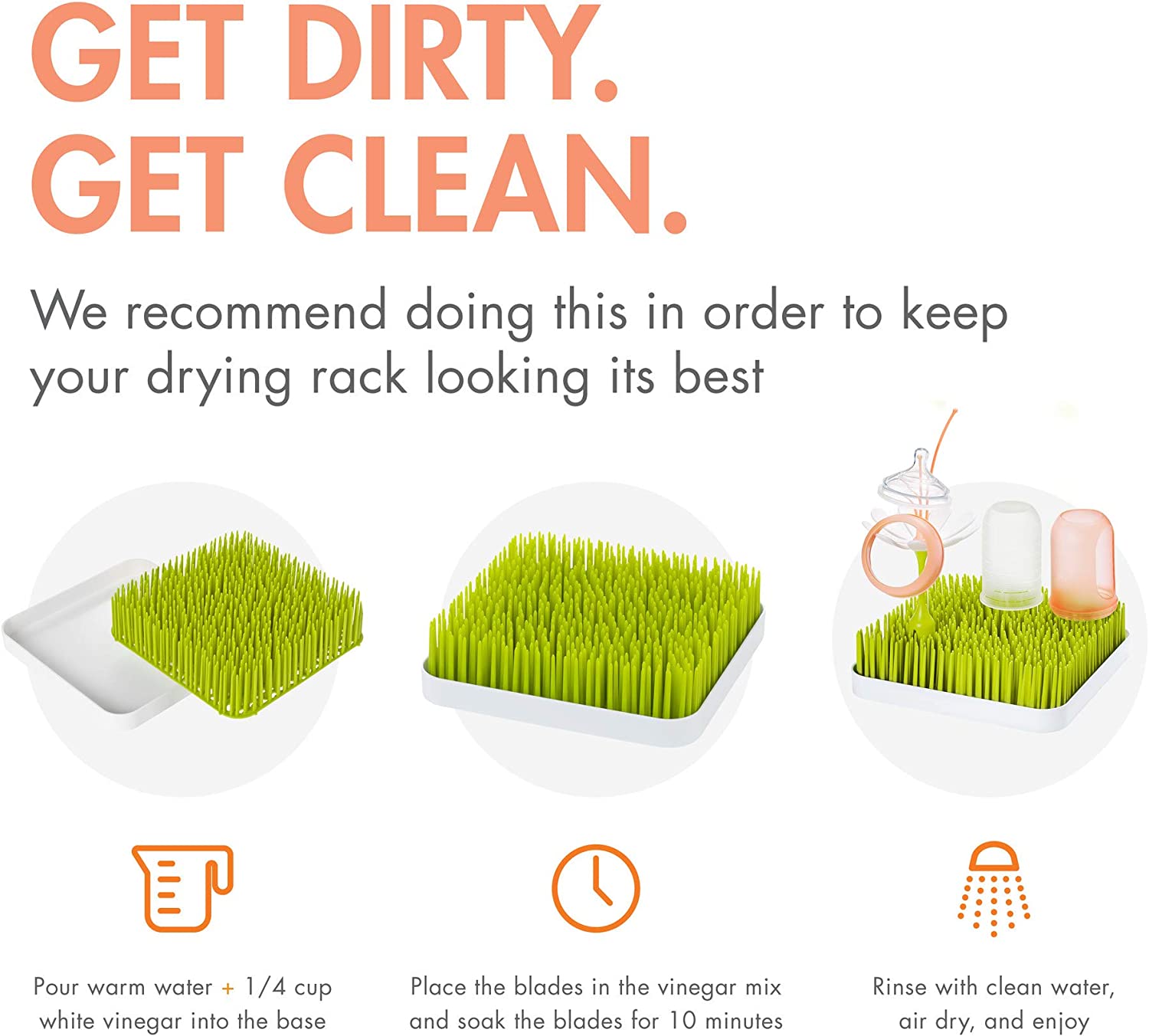 Boon Lawn Countertop Baby Bottle Drying Rack �� 1 Count �� Spring Green �� Bottle Rack and Organizer �� Baby Feeding Essentials �� 13.5 x 11 x 2.5