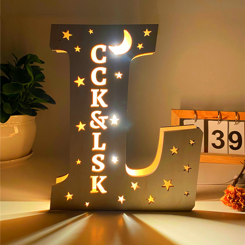 Custom Name Light, Custom Wooden Night Light Living Room Letter Lamp Wall Decor Name Light-babyanimal