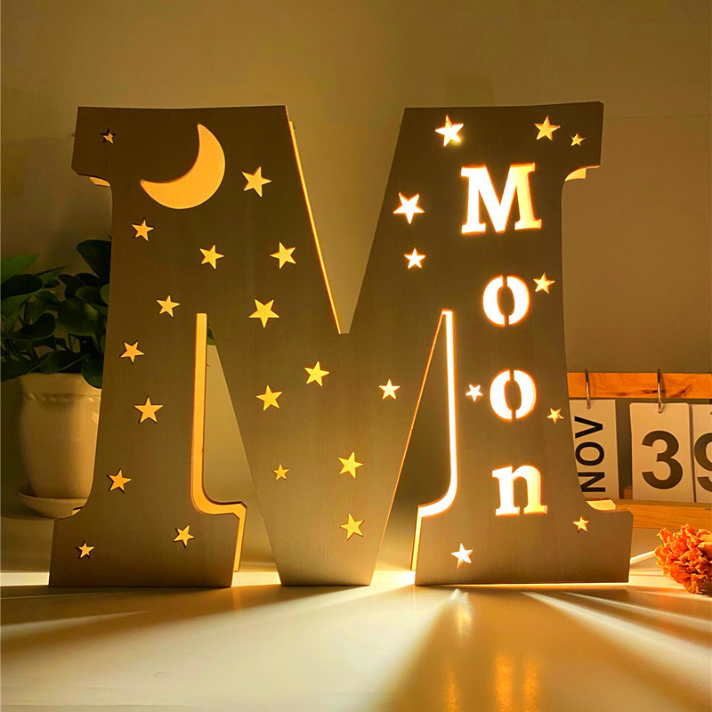 Custom Name Light, Custom Wooden Night Light Living Room Letter Lamp Wall Decor Name Light-babyanimal