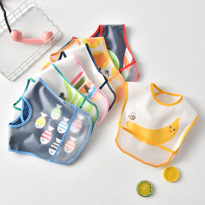 Mess Proof Baby Bib - Waterproof Baby Apron - Great Travel Bib for Baby Eating - Baby Food Bib