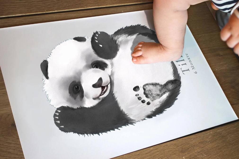 Enthusiastic Panda, Baby Gift and Pets Gift Personalized,, Footprint Set, Mural Baby & Children's Room Animals, Panda-babyanimal