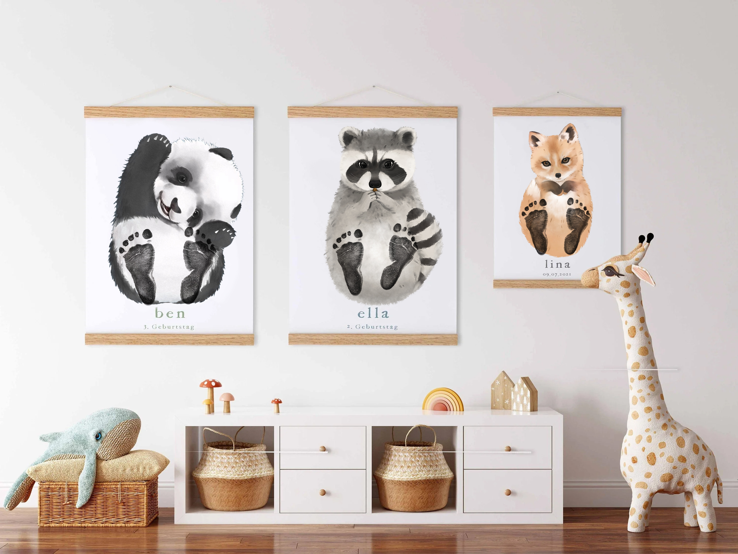 Raccoon, Baby Gift and Pets Gift Personalized,, Footprint Set, Mural Baby & Children's Room Animals, Raccoon-babyanimal