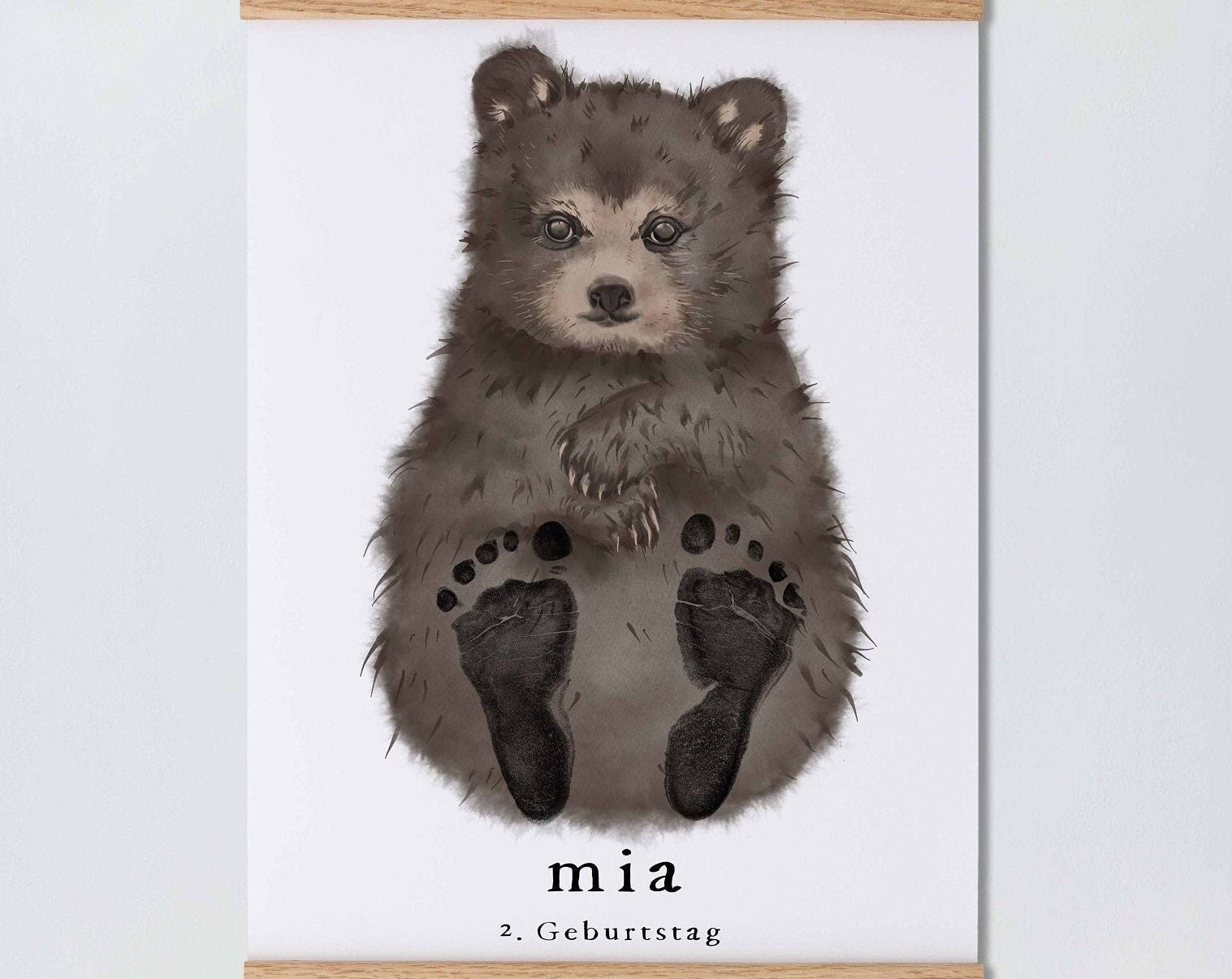 Baby Gift Personalized, Footprint Set, Mural Baby & Children's Room Animals, Bear?
