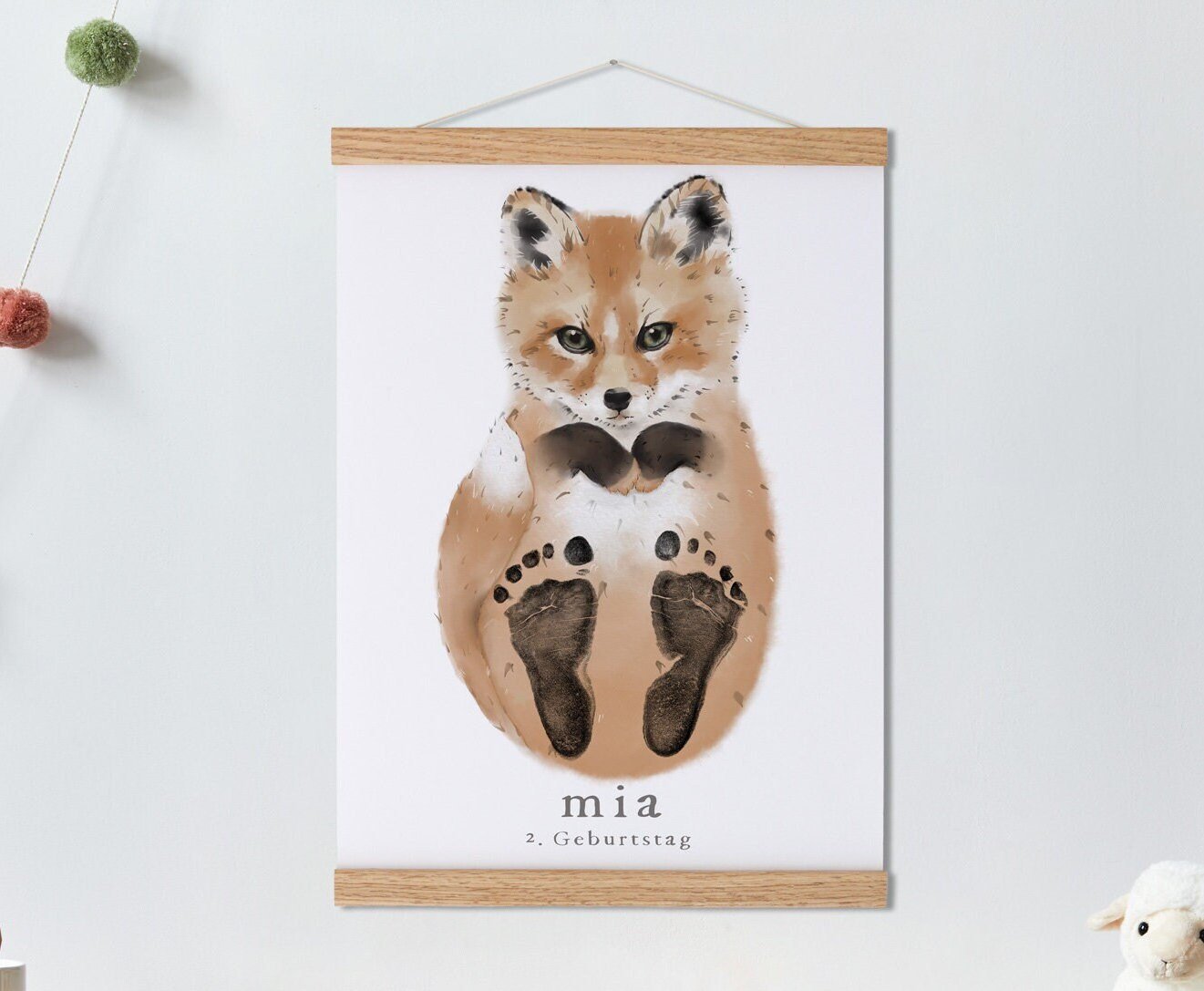 Baby Gift Personalized, Footprint Set, Mural Baby & Children's Room Animals, Fox Baby Gift?