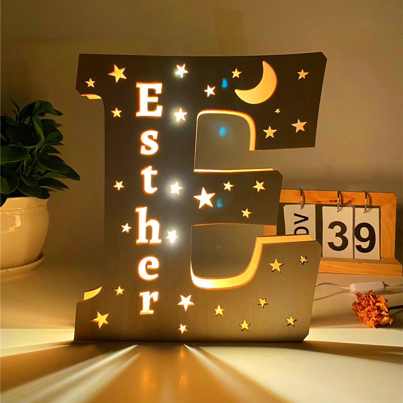 Custom Name Light, Custom Wooden Night Light Living Room Letter Lamp Wall Decor Name Light-babyanimal