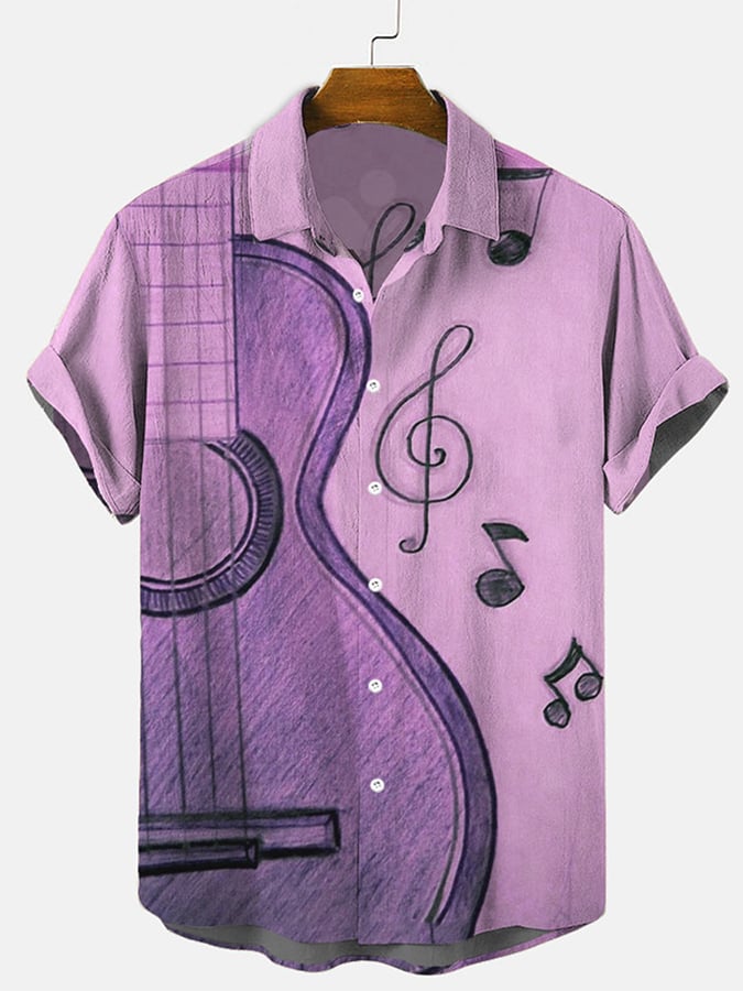 Music Elements Fashion Print Beach Short-sleeved Top