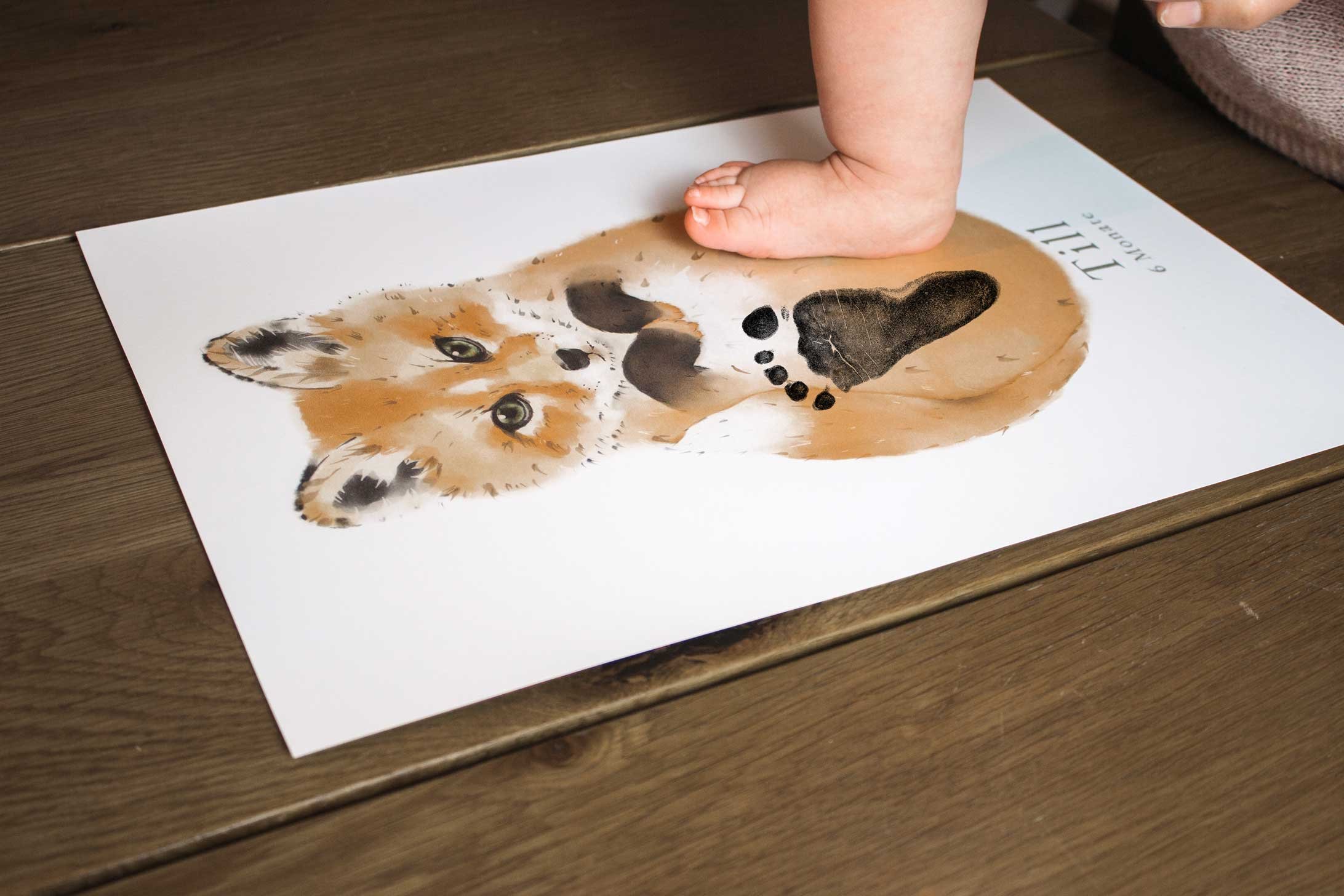 Baby Gift Personalized, Footprint Set, Mural Baby & Children's Room Animals, Fox Baby Gift?