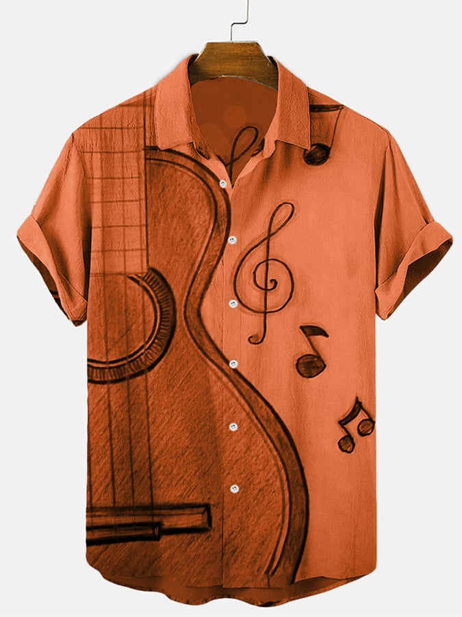 Music Elements Fashion Print Beach Short-sleeved Top