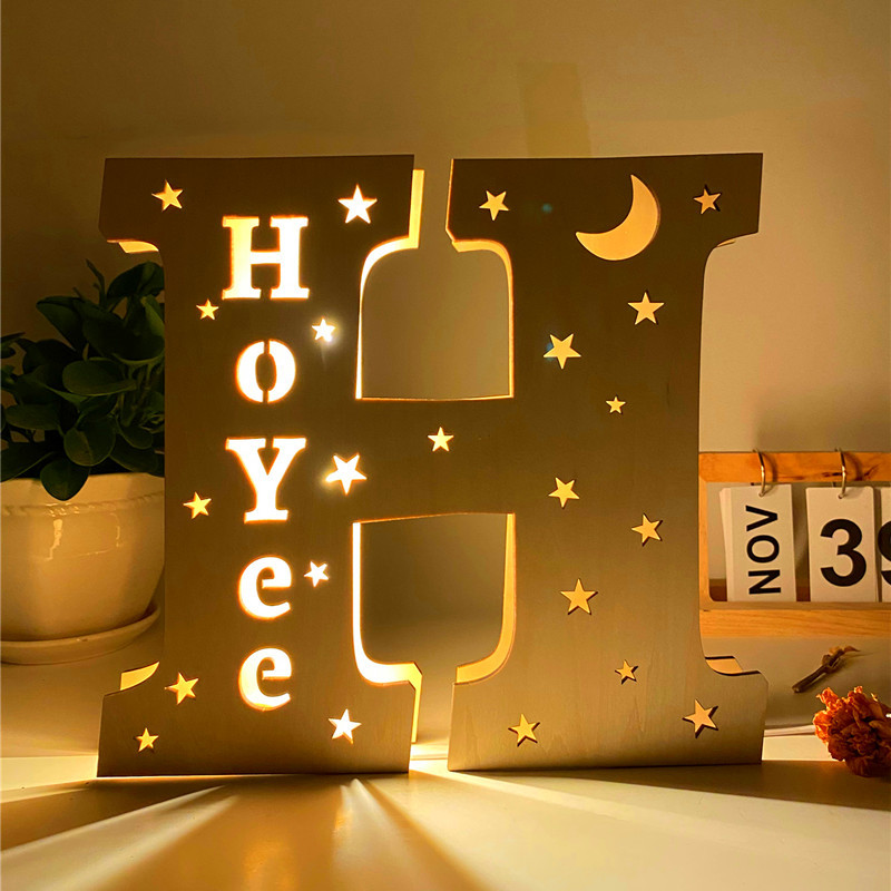 Custom Name Light, Custom Wooden Night Light Living Room Letter Lamp Wall Decor Name Light-babyanimal