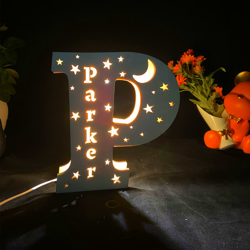 Custom Name Light, Custom Wooden Night Light Living Room Letter Lamp Wall Decor Name Light-babyanimal