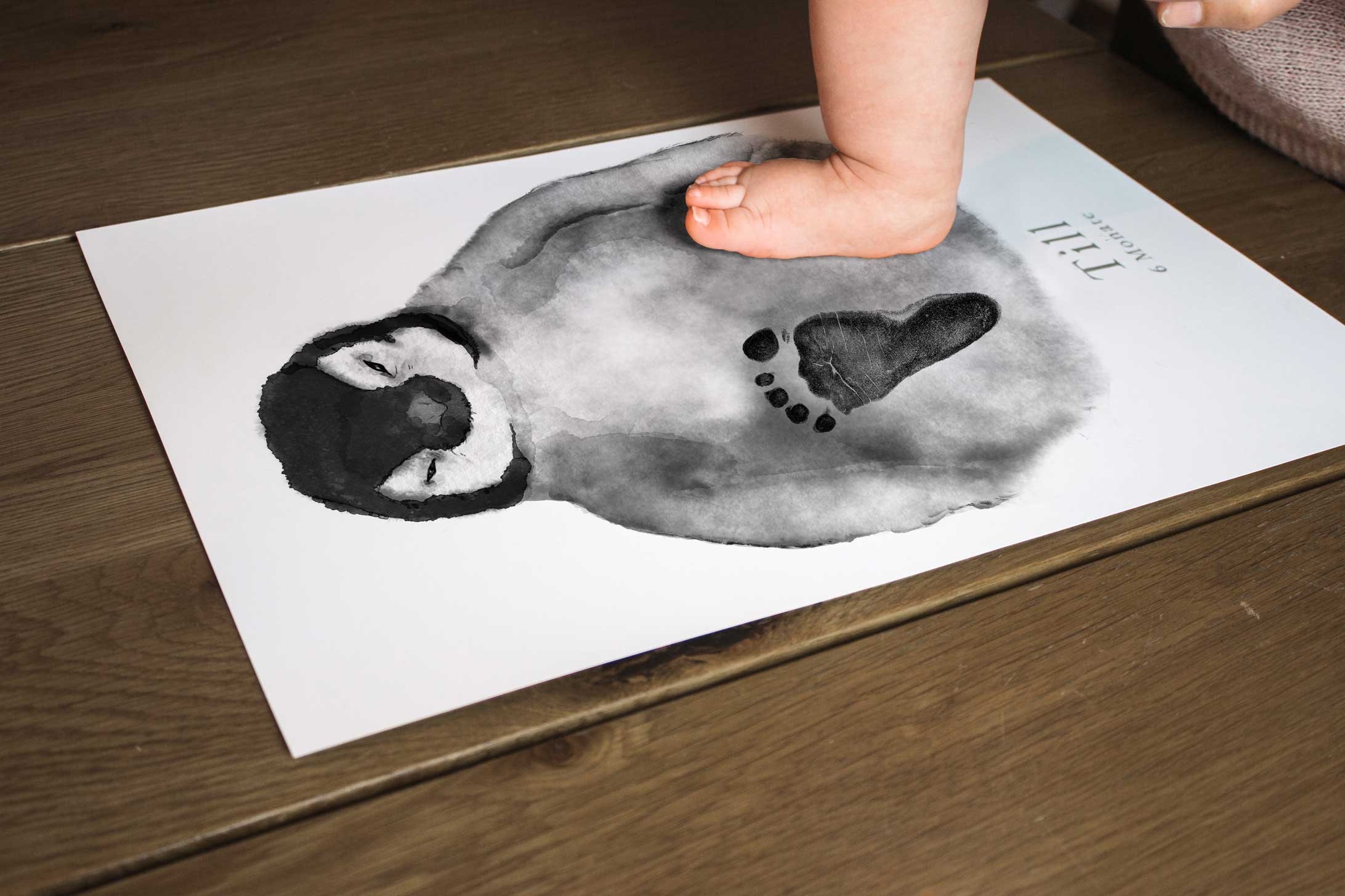 Baby Gift Personalized, Footprint Set, Mural Baby & Children's Room Animals, Penguin?