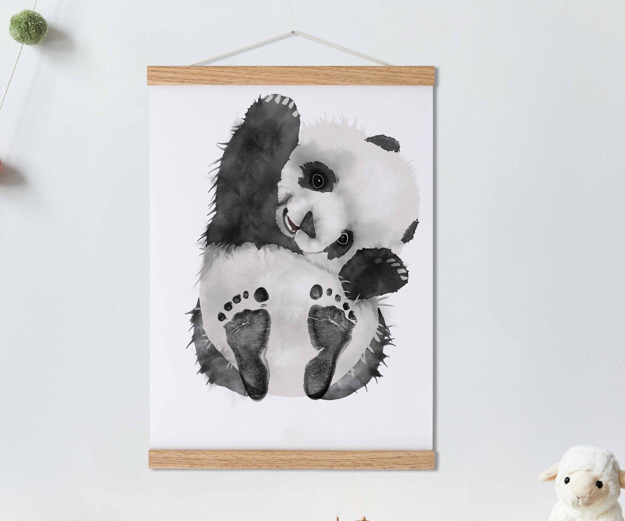 Panda, Baby Gift and Pets Gift Personalized,, Footprint Set, Mural Baby & Children's Room Animals, Panda-babyanimal