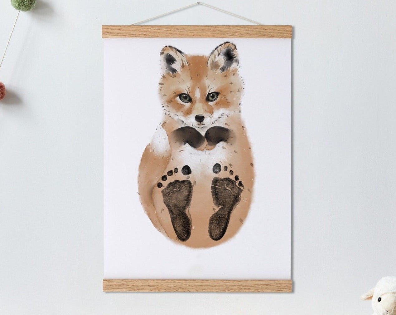 Baby Gift Personalized, Footprint Set, Mural Baby & Children's Room Animals, Fox Baby Gift?