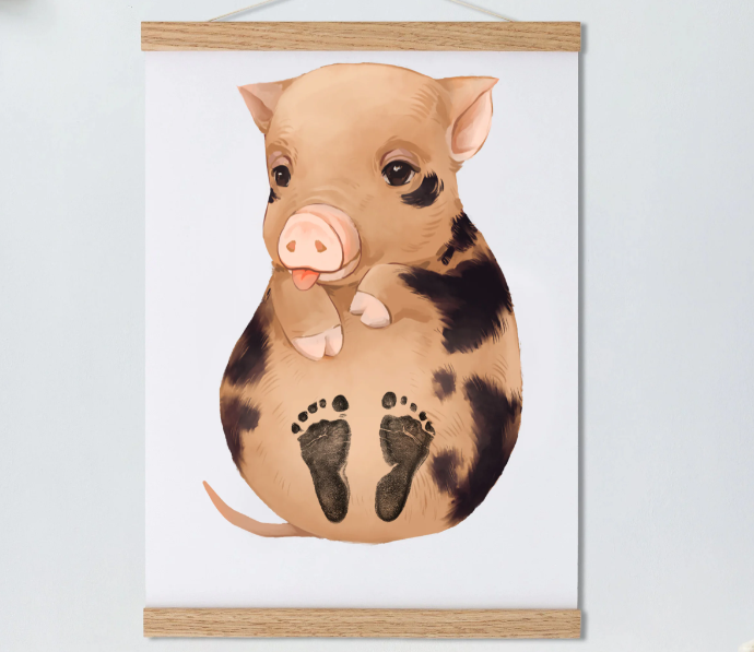 Part Baby Footprint Kit, Mural Baby & Children's Room Animals-Baby Nursery Decor! Best Baby Shower Gifts for Girls&boys!
