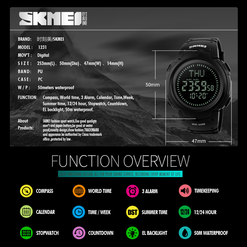 multifunction sport watch for men-Skmei Watch Manufacture Co.,Ltd