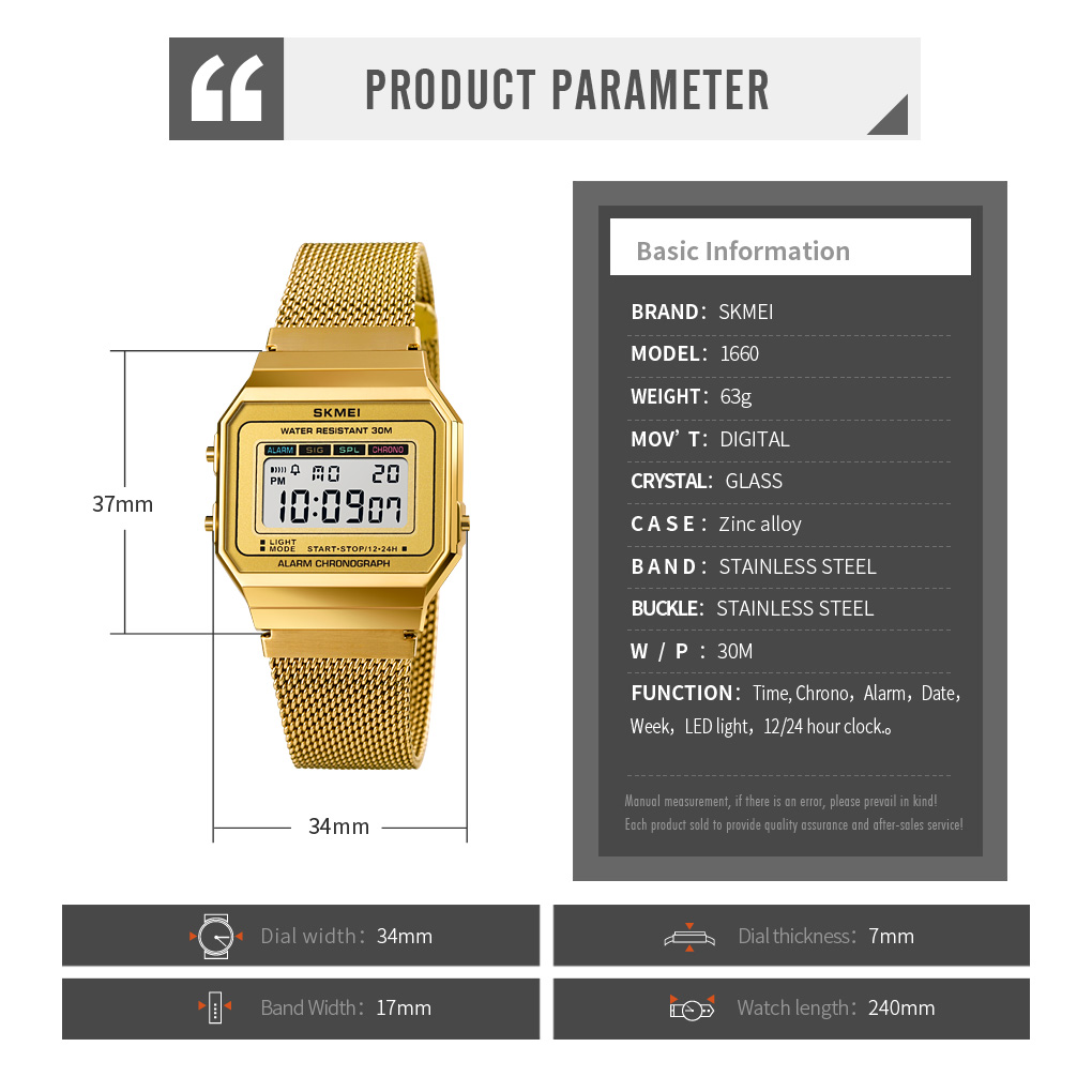 gold gents digital watch-Skmei Watch Manufacture Co.,Ltd