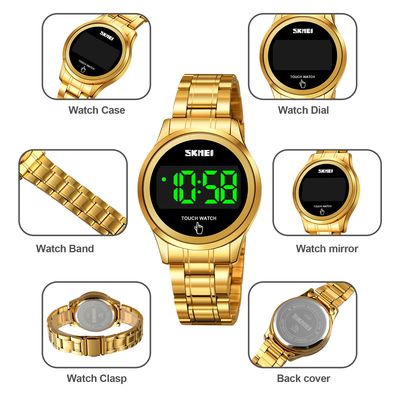 touch screen led watches Skmei Watch Manufacture Co.,Ltd