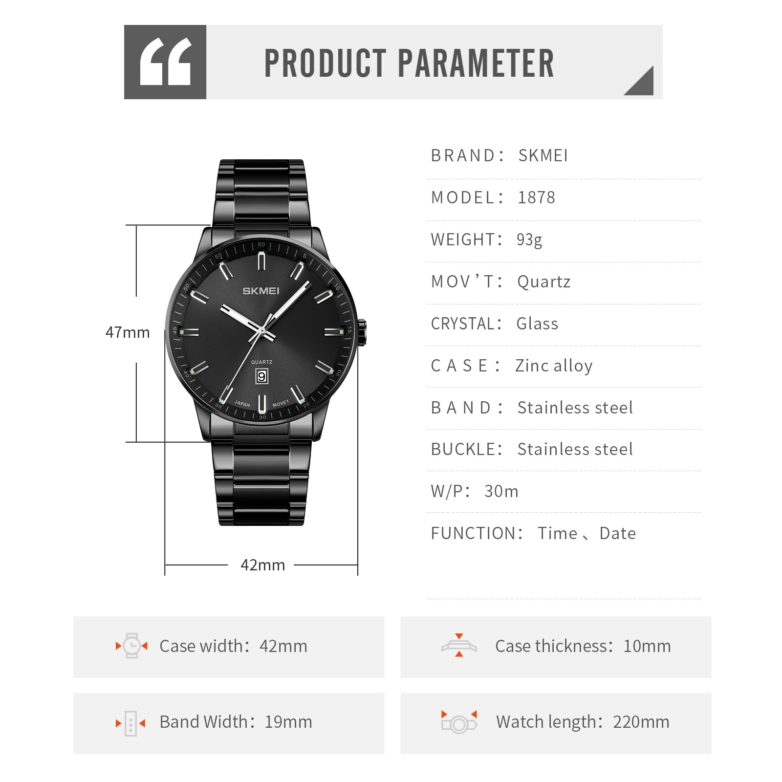 quartz watch waterproof-Skmei Watch Manufacture Co.,Ltd