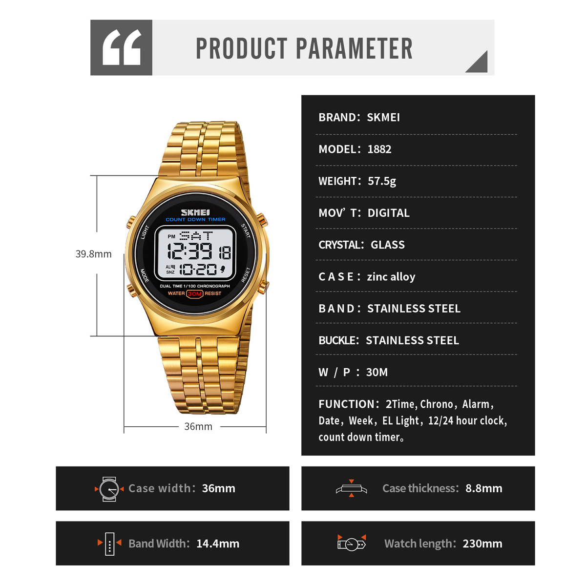 SKMEI 1882 Electronic watch