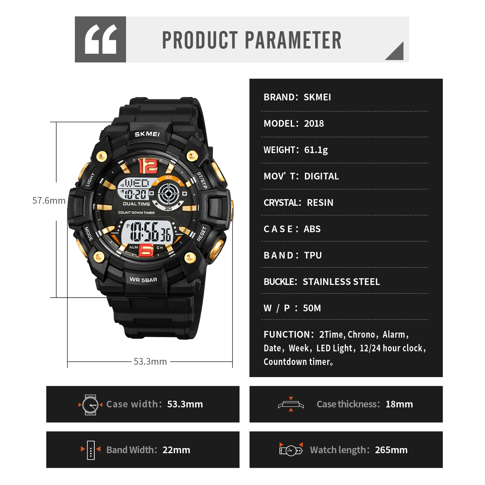 black digital watch-Skmei Watch Manufacture Co.,Ltd