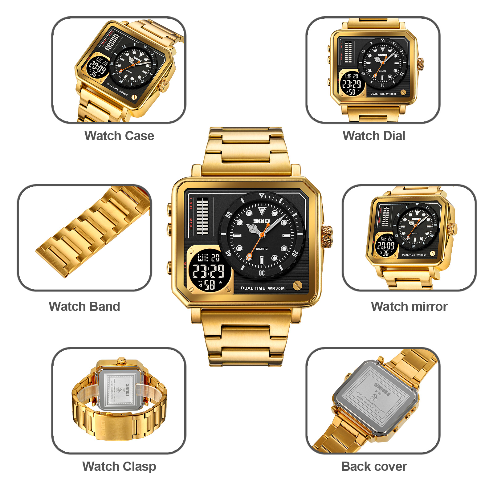 Metal analog digital watch-Skmei Watch Manufacture Co.,Ltd