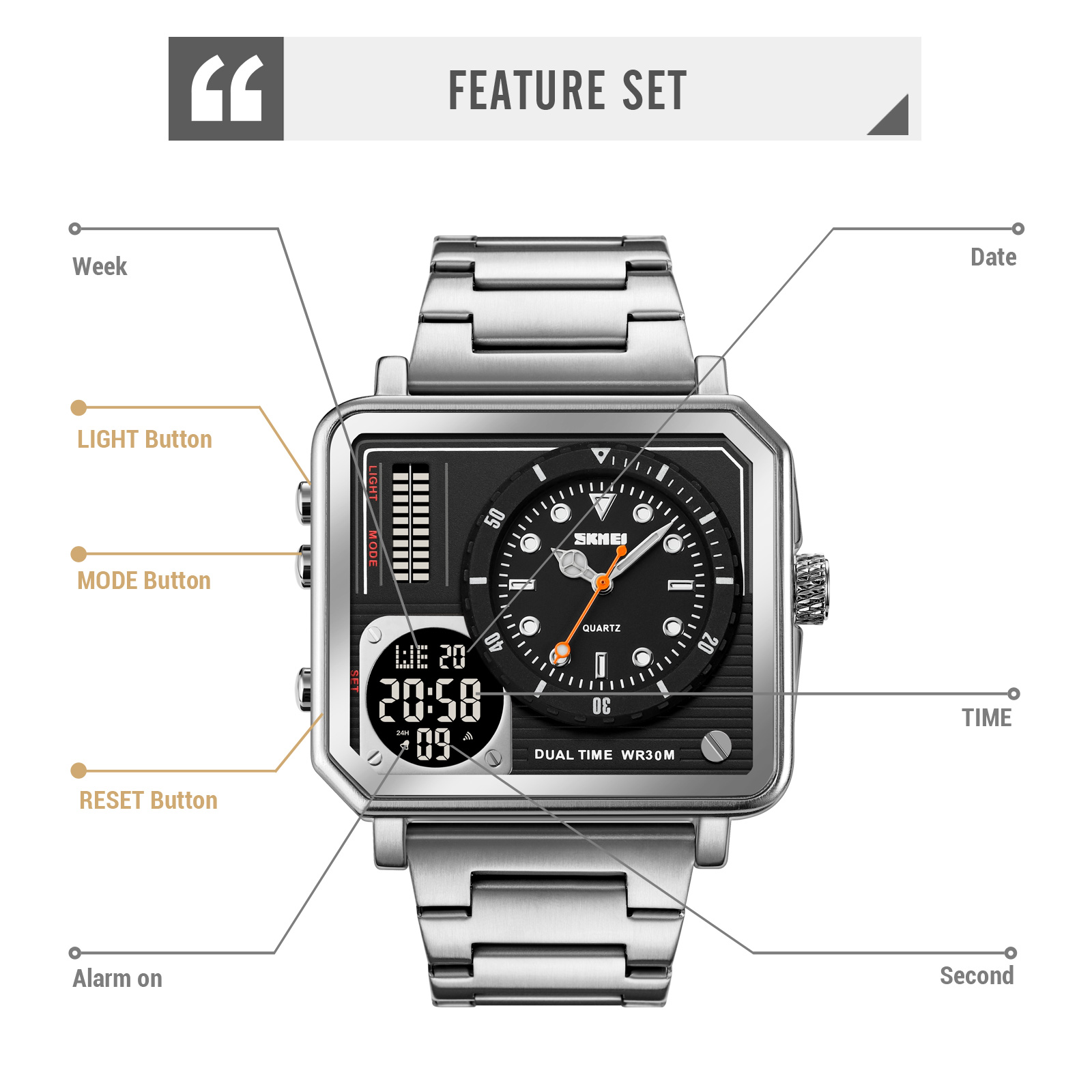 Metal analog digital watch-Skmei Watch Manufacture Co.,Ltd