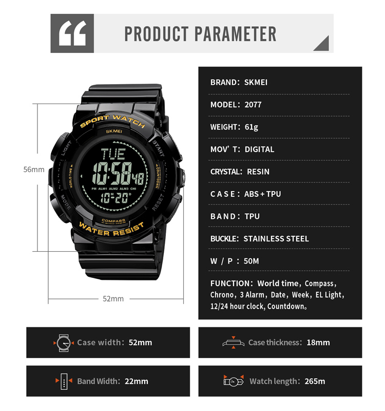 Compass multifunctional digital watchSkmei Watch Manufacture Co.,Ltd