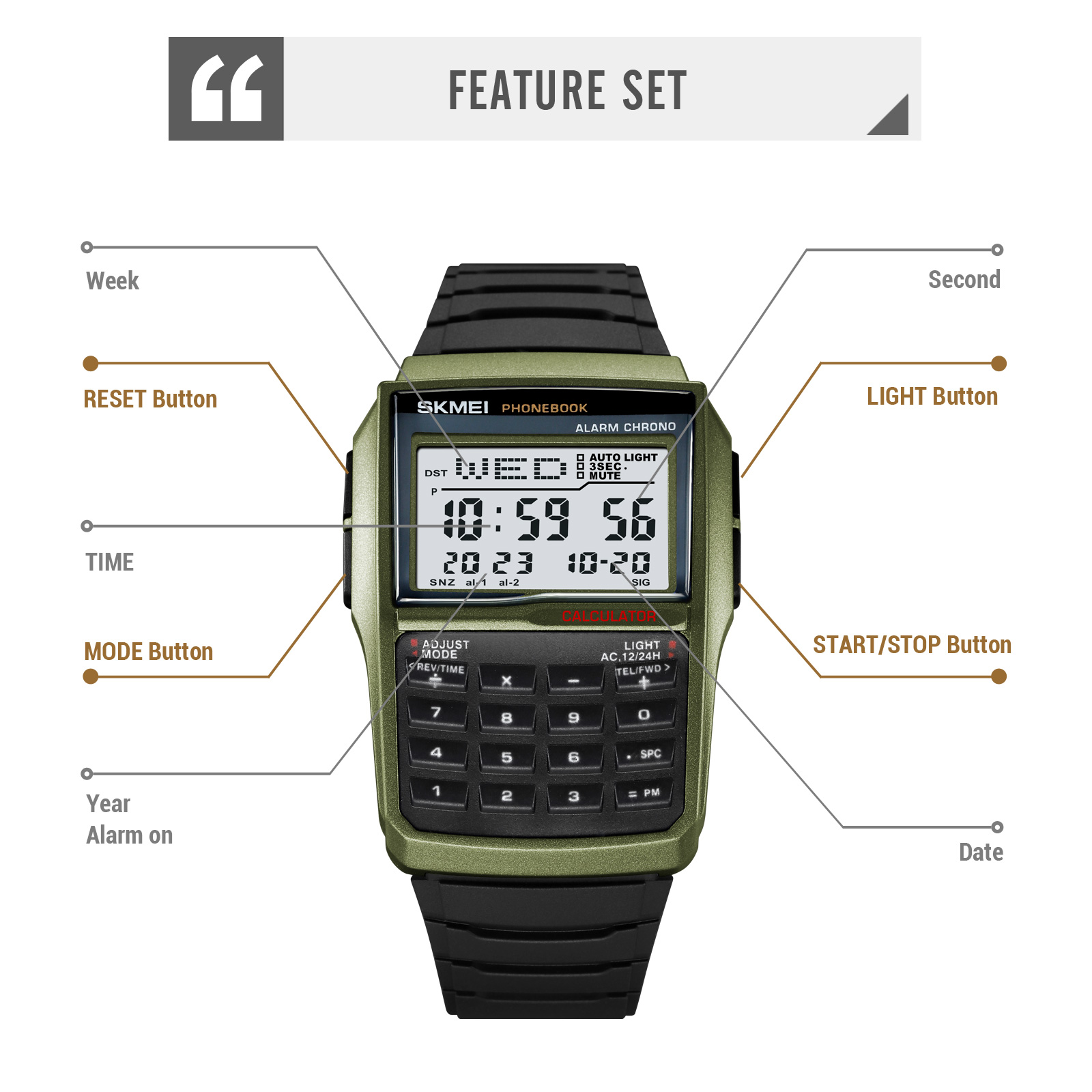SKMEI 2255 CALCULATOR DIGITAL WATCH