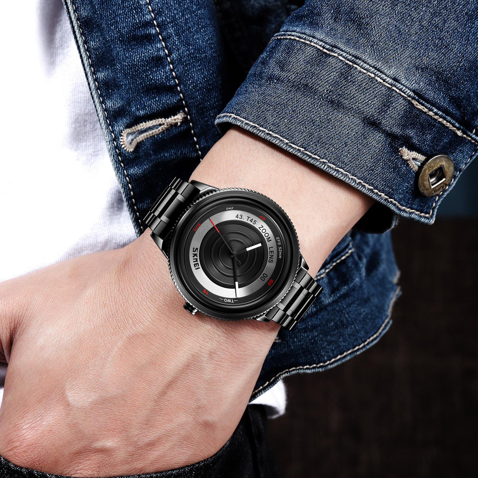 wristwatches stainless steel men black-Skmei Watch Manufacture Co.,Ltd