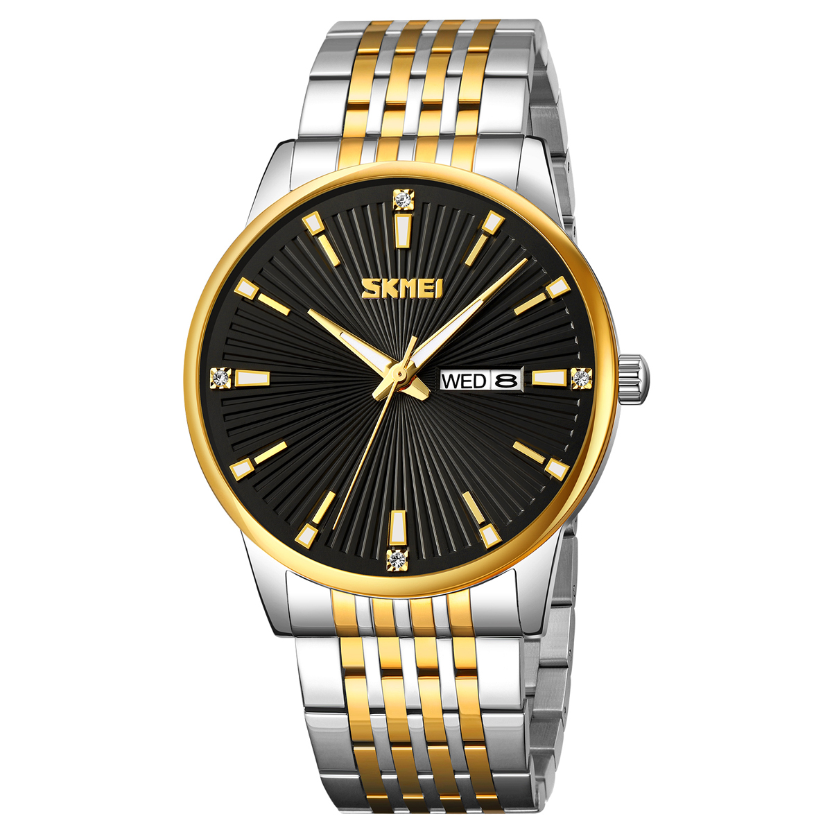 Amazon.com: SKMEI Business Men's Quartz Wristwatches Leather Band Roman  Numeral Casual Analog Watches Water Resist (Black+Gold) : Clothing, Shoes &  Jewelry