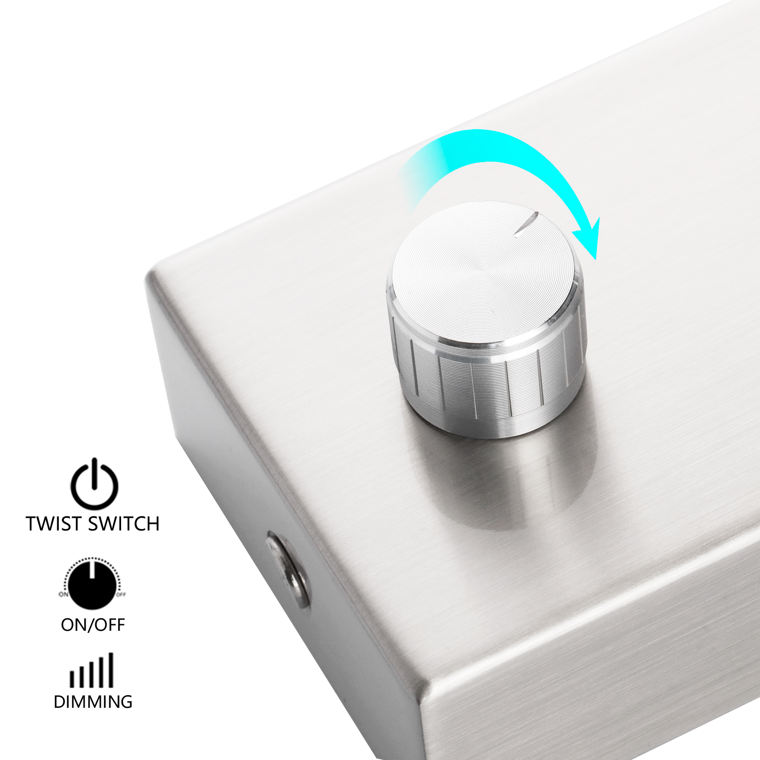 Meanyee Wall Mounted Reading Lamp Headboard Bedside Light with Twist Switch/Dimmable/Adjustable Arm/Surface/Brushed Nickel/3000K LED 4.5W/MY-WN225A