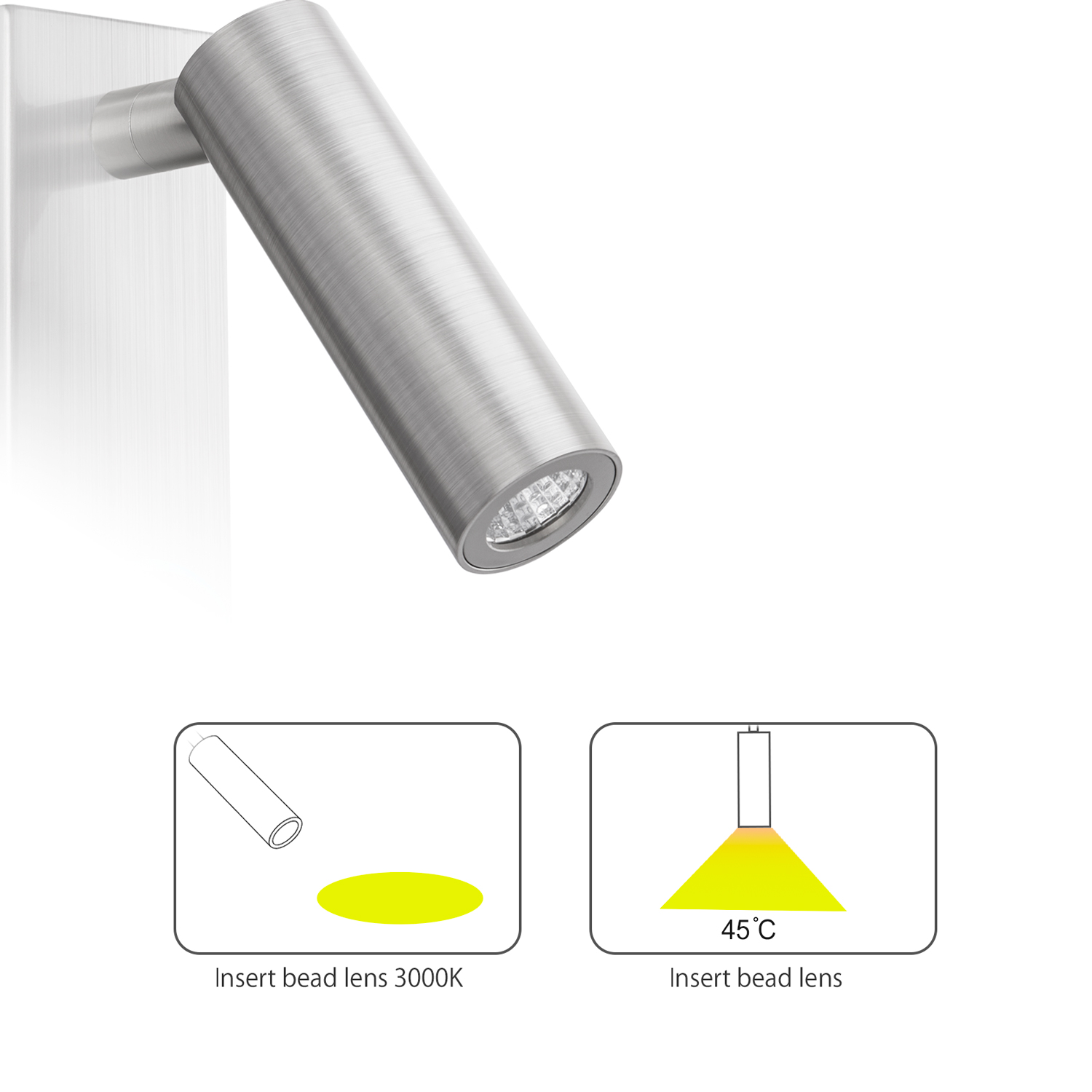 Meanyee Wall Mounted Reading Lamp Headboard Bedside Light with Twist Switch/Dimmable/Adjustable Arm/Surface/Brushed Nickel/3000K LED 4.5W/MY-WN225A