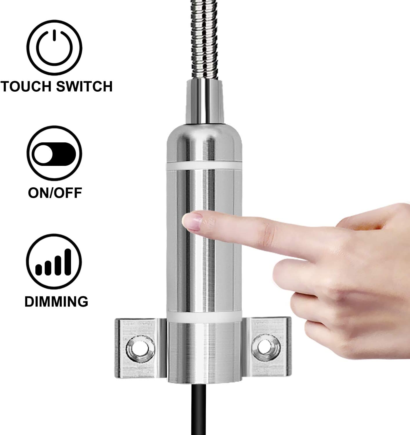 Meanyee 1 * 3W Wall Reading lamp led Bedside Lights headboard with Touch Switch/stepless dimmable/Adjustable/Warm White(3000K)/ led/Plug in cord/MY-BD061