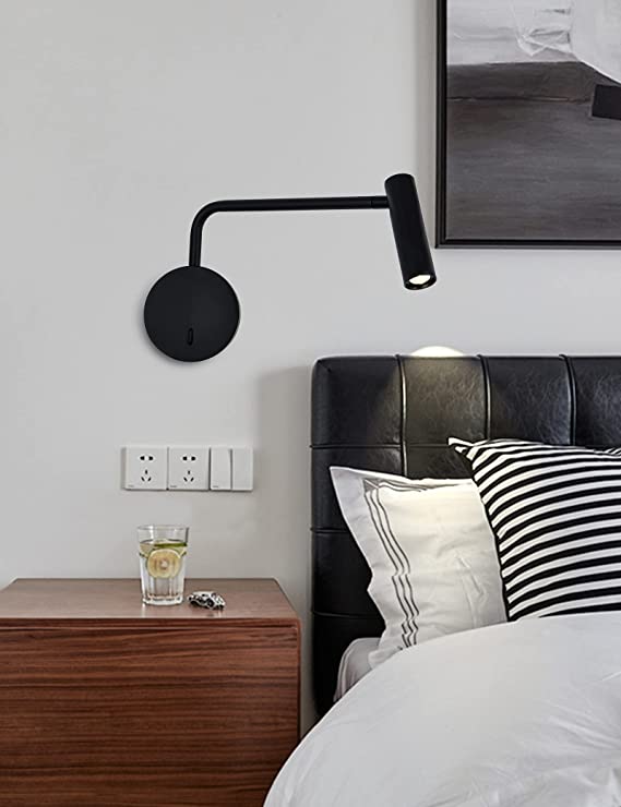 Wall Mounted Reading Light for Bedroom LED Hardwired Sconce with Switch on/Off Modern 3000K Swing Arm Bedside Wall Mount Lamp 