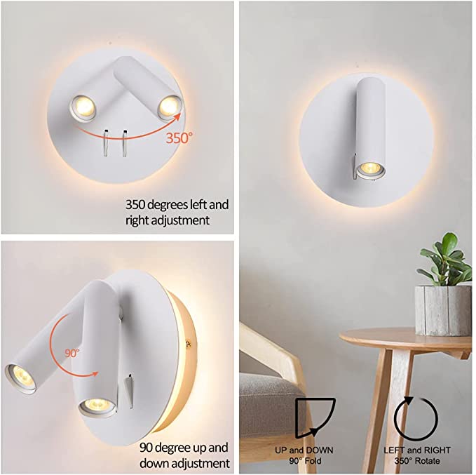 Meanyee Wall Mounted Reading Lamp with Switch Hardwired Sconces With Adjustable/ for Bedside Interior Design