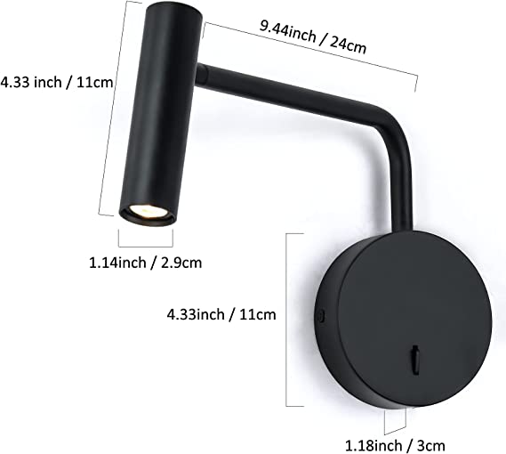 Wall Mounted Reading Light for Bedroom LED Hardwired Sconce with Switch on/Off Modern 3000K Swing Arm Bedside Wall Mount Lamp 