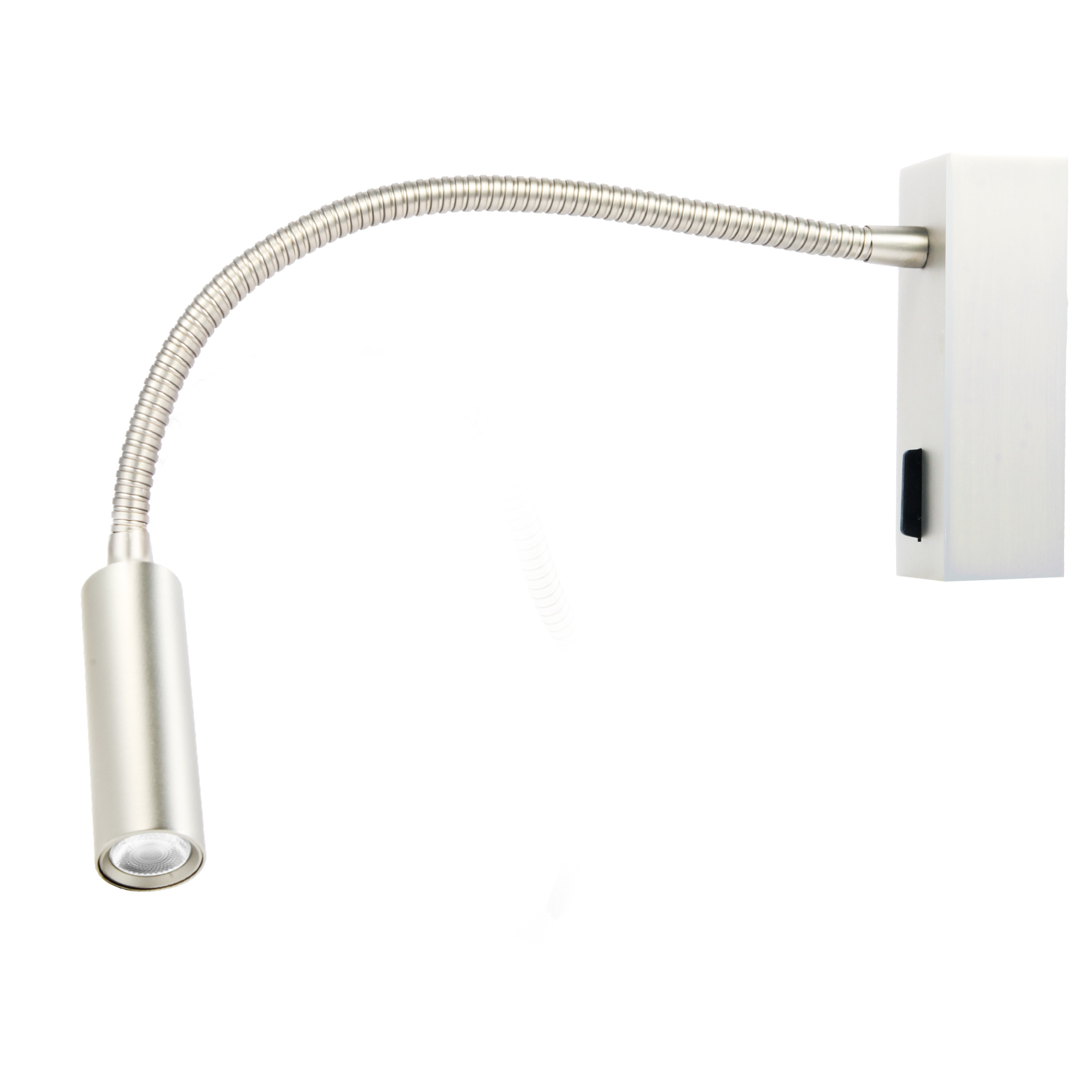 Meanyee Wall Mount Reading Lamp Headboard Bedside Lights with Switch/Flexibel Gooseneck/Surface/Brushed Nickel/3000K CREE LED/My-WN188N