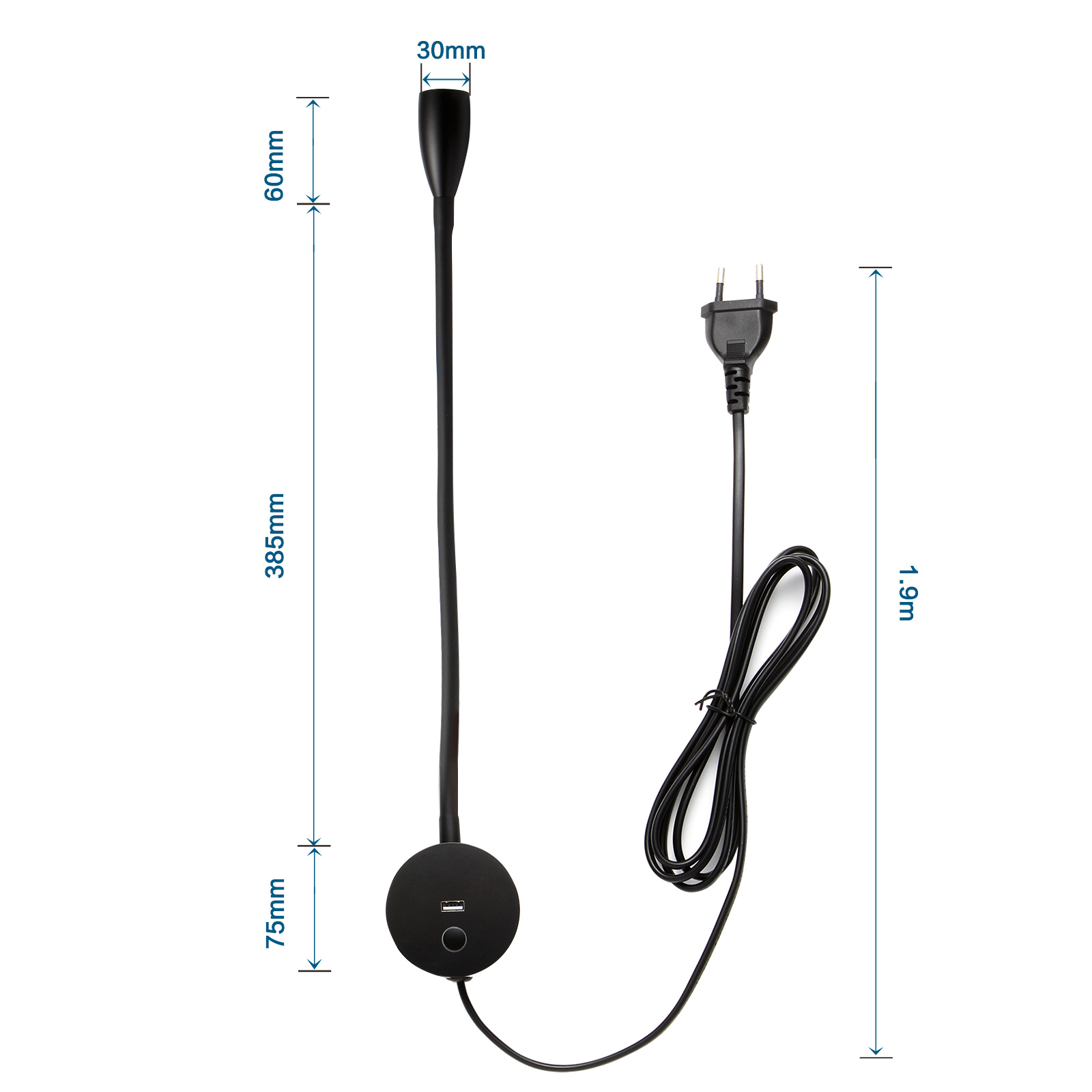 Meanyee Wall Reading lamp Bedside Lights with USB Charging Port/Touch dimmable Switch/Adjustable arm/1 * 3W led/Warm White 3000K