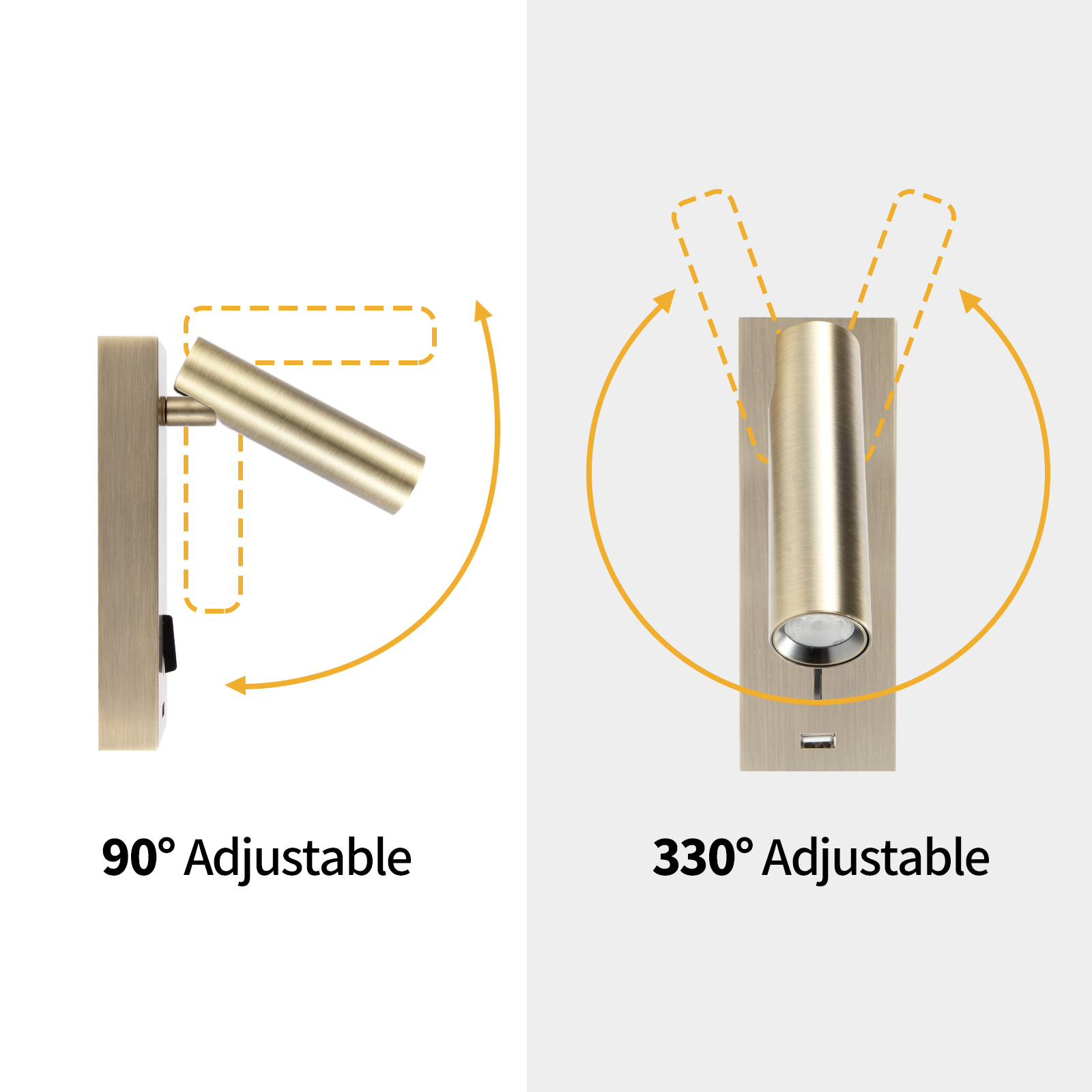 Meanyee Wall Mounted Reading Lamp LED Bedside Lights Headboard Lamps with Switch / USB Charger Port / Adjustable Arm / 3W CREE LED /Bronze Finished/My-WN218T