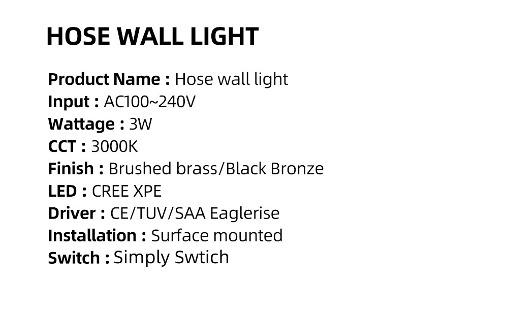 Meanyee Bronze Round Hose Sconce Wall  Light Flexible  Gooseneck Brass Indoor Reading Lamps Wall Mount Bedside Hotel Wall Lamps