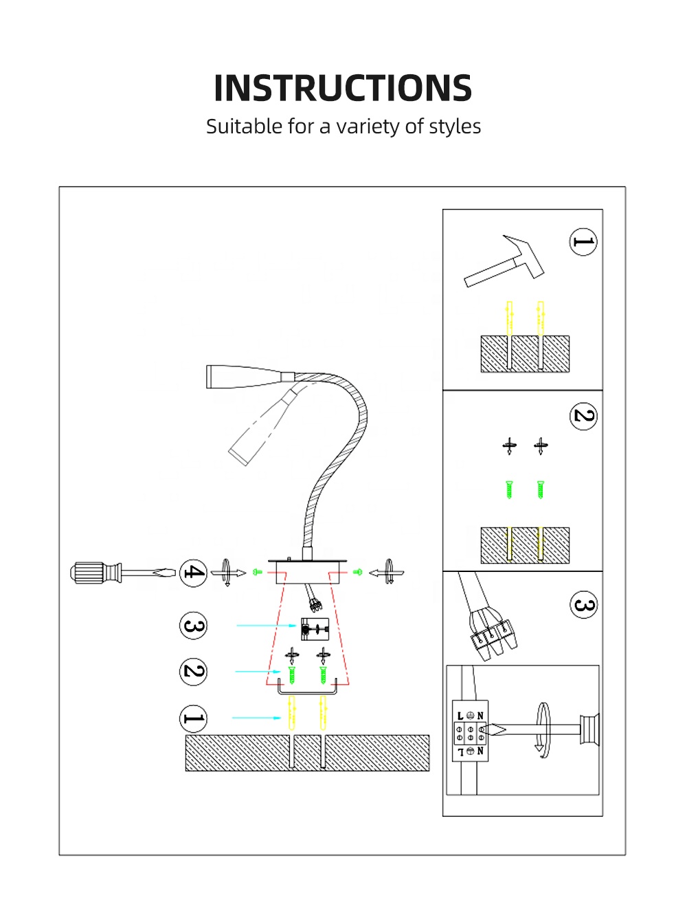 Meanyee Bronze Round Hose Sconce Wall  Light Flexible  Gooseneck Brass Indoor Reading Lamps Wall Mount Bedside Hotel Wall Lamps