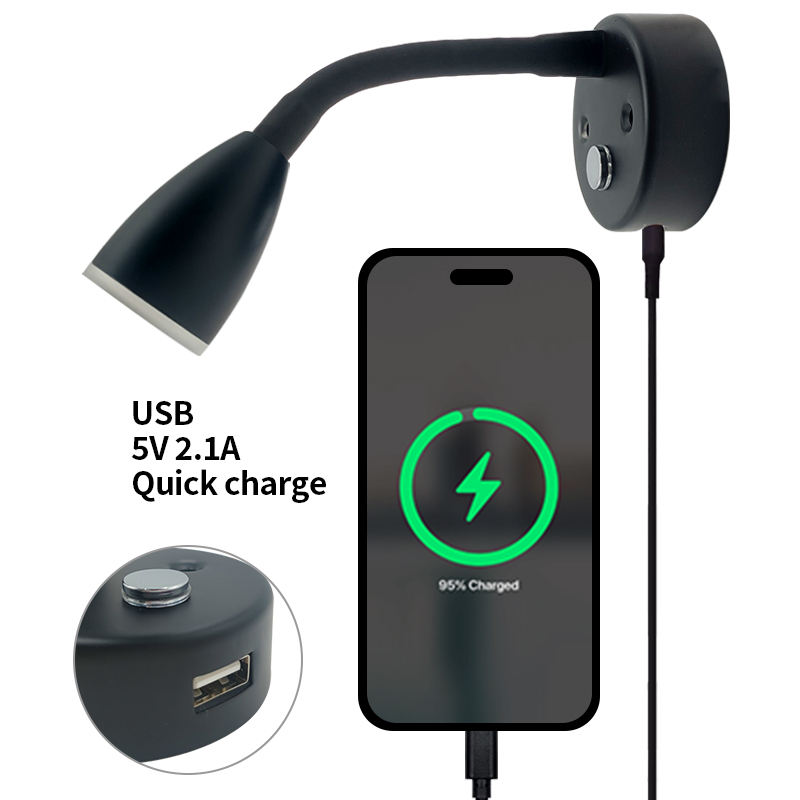 LED Camper Caravan 2W RV Interior Cabin Warm Reading Light DC 12V-24V Marine Boat Yacht USB Charging Swivel Beside Wall Lamp