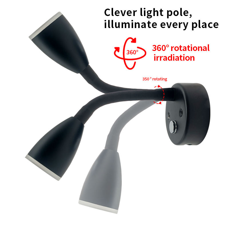 LED Camper Caravan 2W RV Interior Cabin Warm Reading Light DC 12V-24V Marine Boat Yacht USB Charging Swivel Beside Wall Lamp