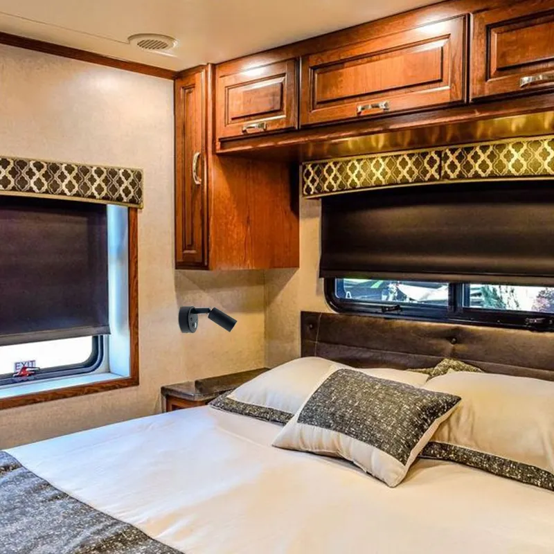 Meanyee 2W Flexible gooseneck reading lamp wall light with touch switch / USB port/ DC 12-24V/3 Color Temperature/ Boats Trucks Bedside RV Reading Lamp / Warm Light