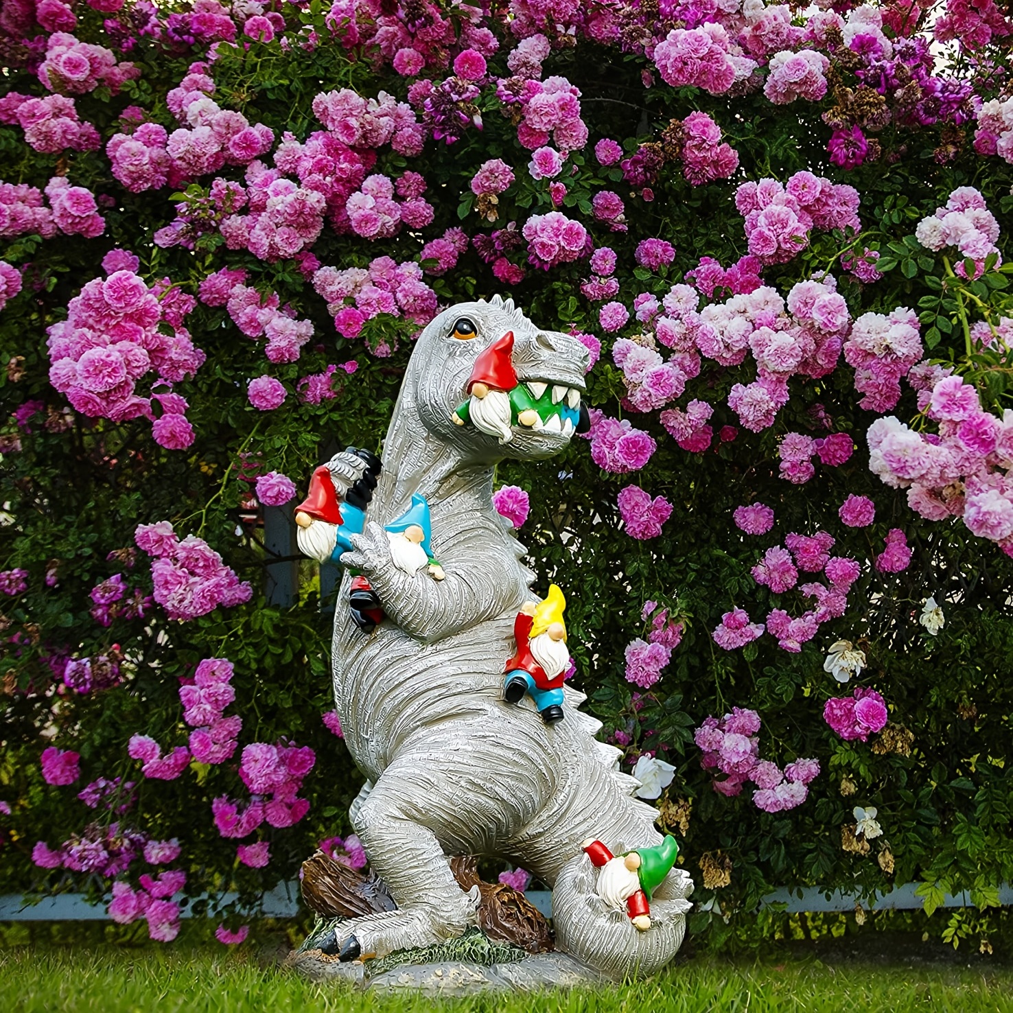 Dinosaur Gnomes Outdoor Garden Decorations, Miniature Dinosaur Gnomes Outdoor Statue
