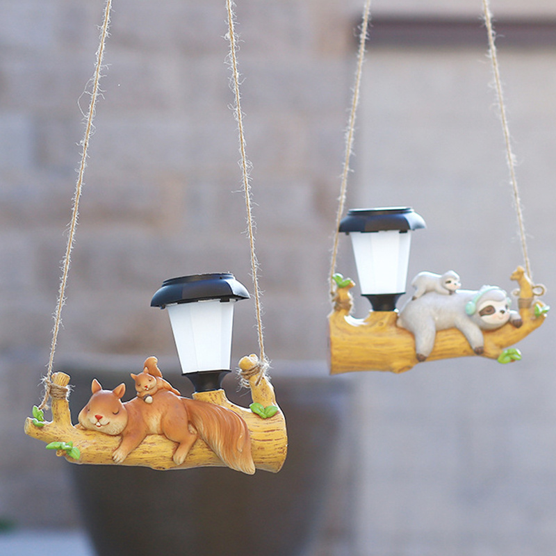 Cartoon Animal Outdoor Garden Decorative Light, Squirrel Sloth Hanging Light