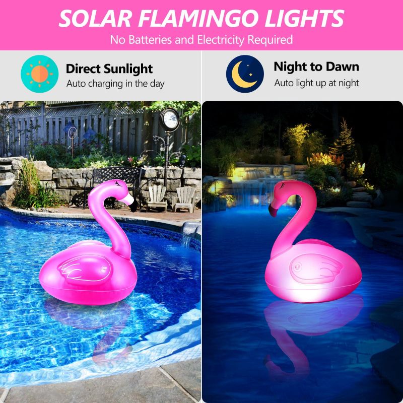 Solar Powered Flamingo Lights for Swimming Pool